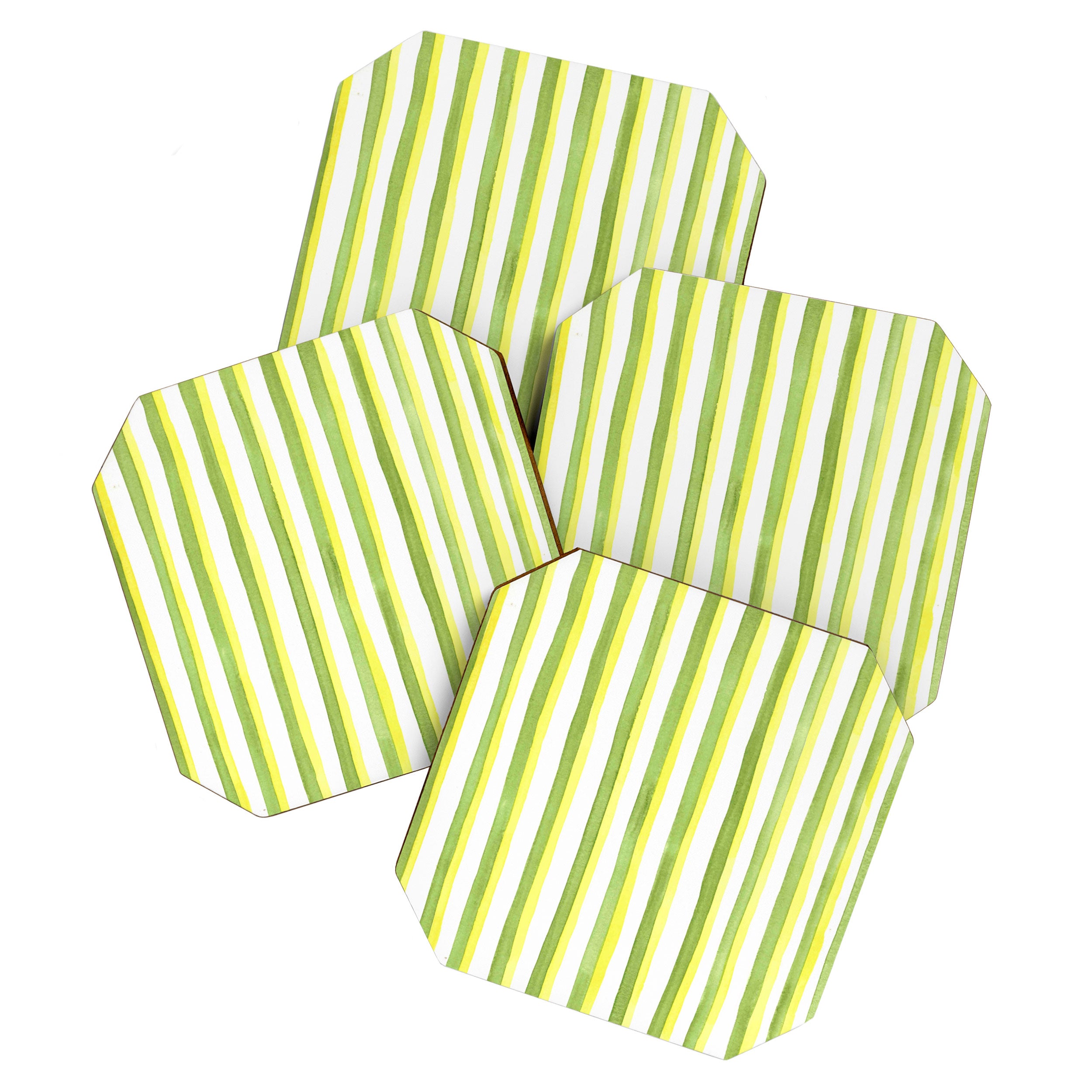 Green and Yellow Soft Watercolor Vertical Lines Coaster Gallery Image 1