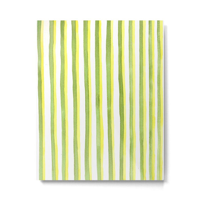Green and Yellow Soft Watercolor Vertical Lines Metal Print Gallery Image 1