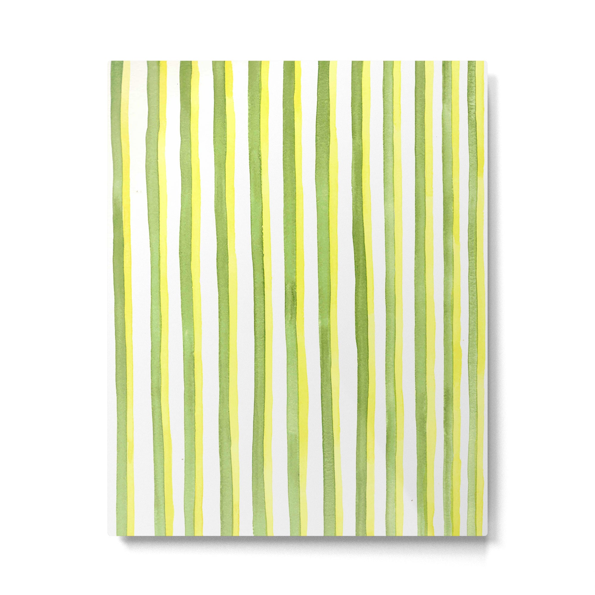 Green and Yellow Soft Watercolor Vertical Lines Metal Print Gallery Image 4