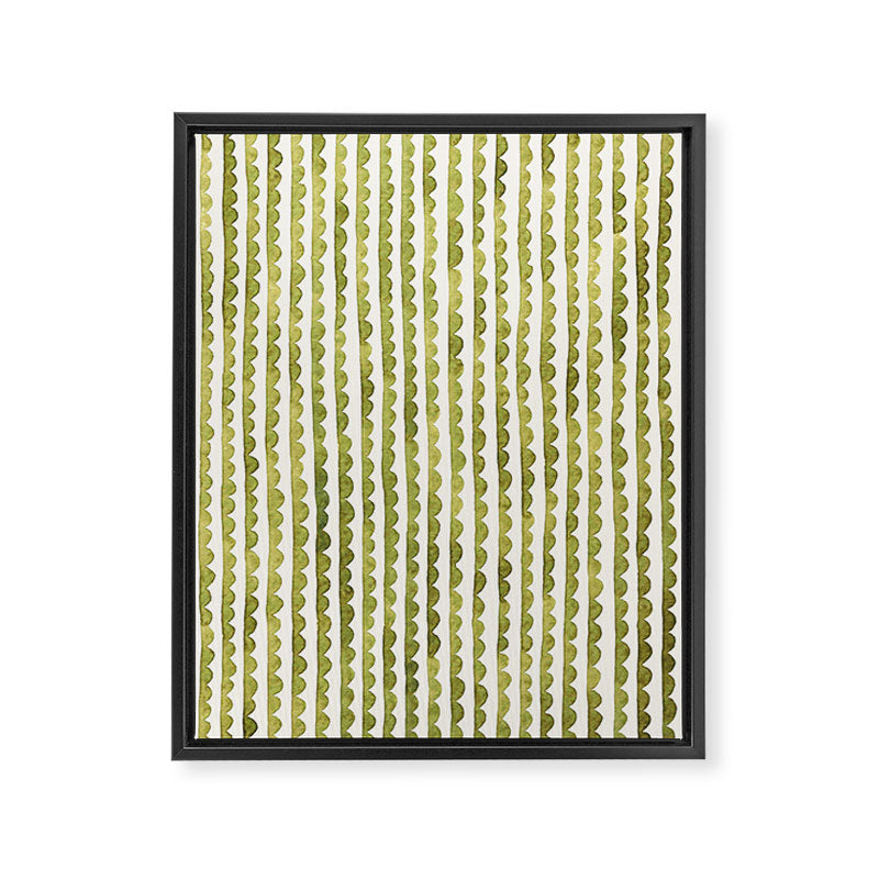 Small scalloped line in watercolor green Framed Canvas Print Gallery Image 8