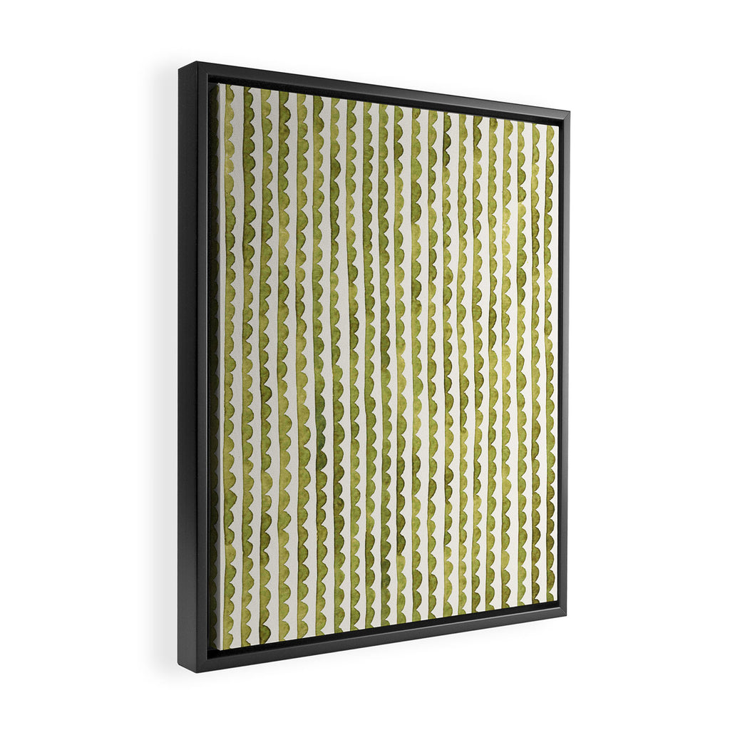 Small scalloped line in watercolor green Framed Canvas Print Gallery Image 2