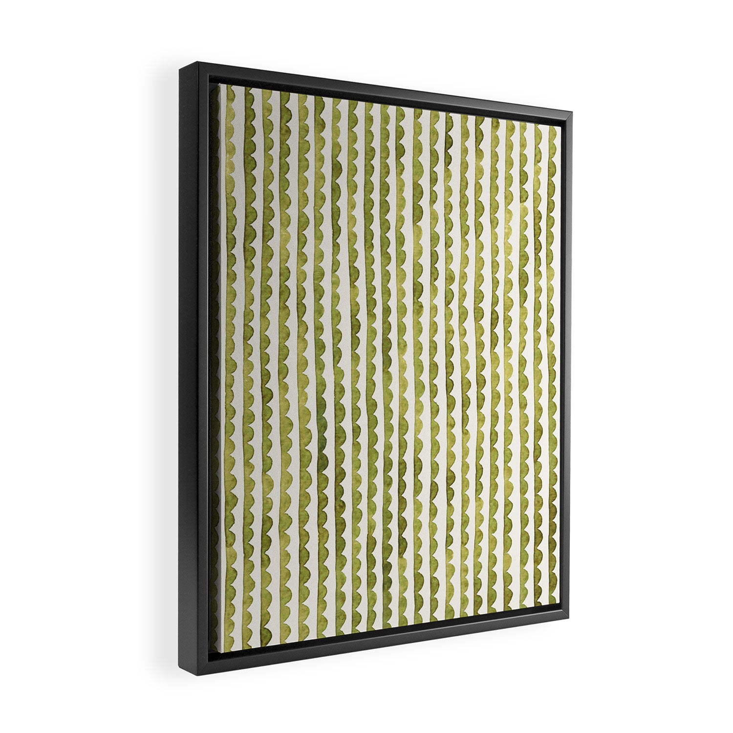 Small scalloped line in watercolor green Framed Canvas Print Gallery Image 2