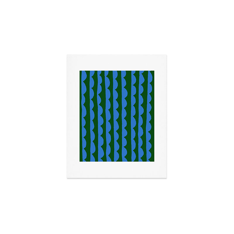 Thin Scalloped Line in blue and green Art Print Gallery Image 1