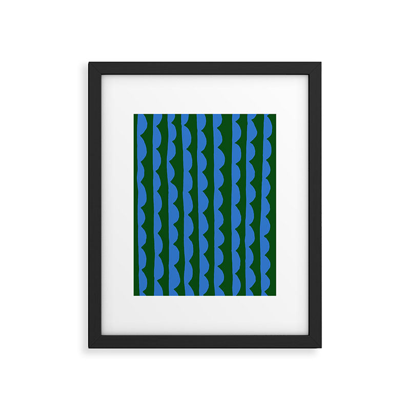 Thin Scalloped Line in blue and green Framed Art Print Gallery Image 6