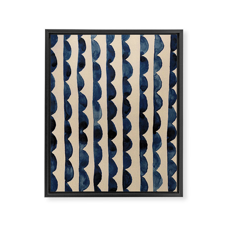 Thin Scalloped Line in indigo watercolor blue Framed Canvas Print Gallery Image 8