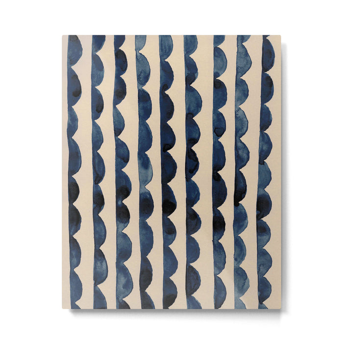 Thin Scalloped Line in indigo watercolor blue Metal Print Gallery Image 1