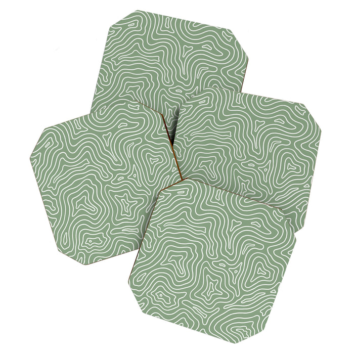 Topographic- Sage Green Coaster Gallery Image 1