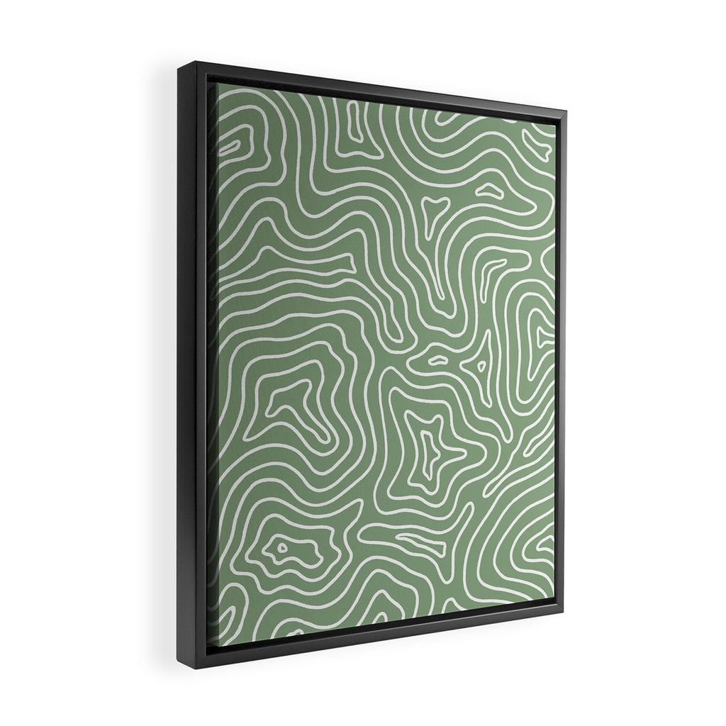 Topographic- Sage Green Framed Canvas Print Gallery Image 2