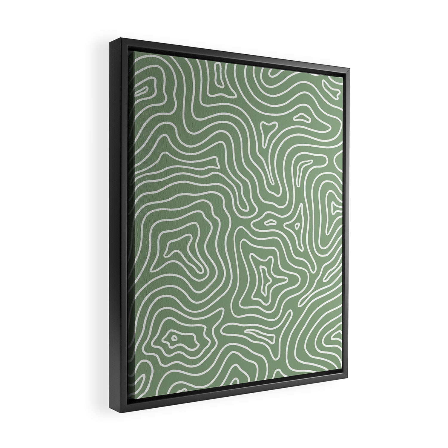 Topographic- Sage Green Framed Canvas Print Gallery Image 2