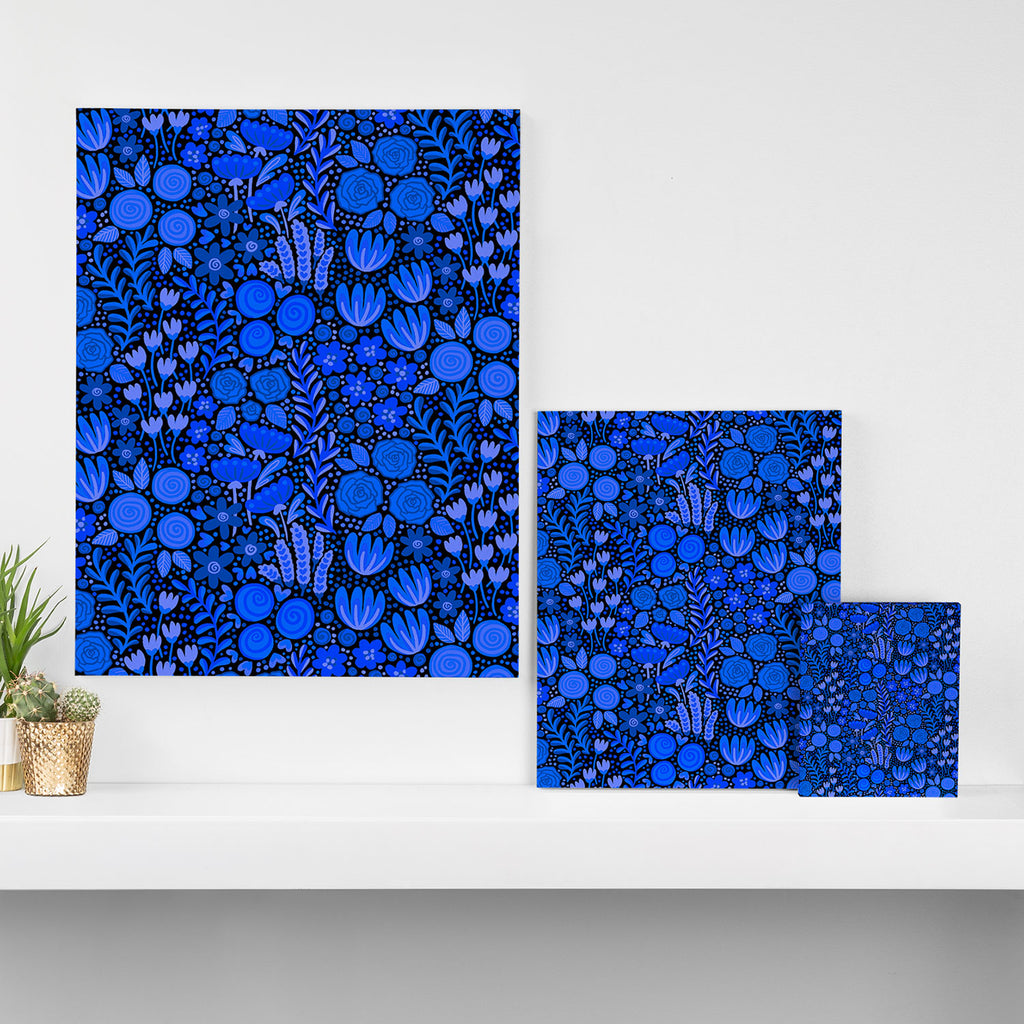 Wildflower Field- Cobalt Blue Canvas Print Gallery Image 3