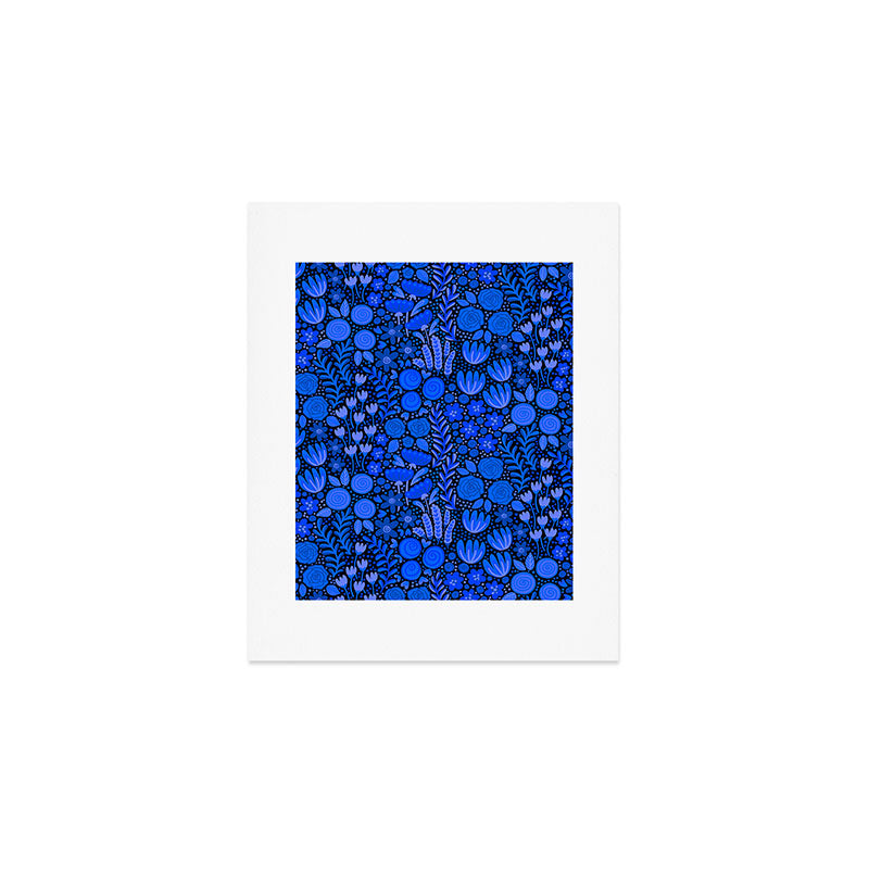 Wildflower Field- Cobalt Blue Art Print Gallery Image 1