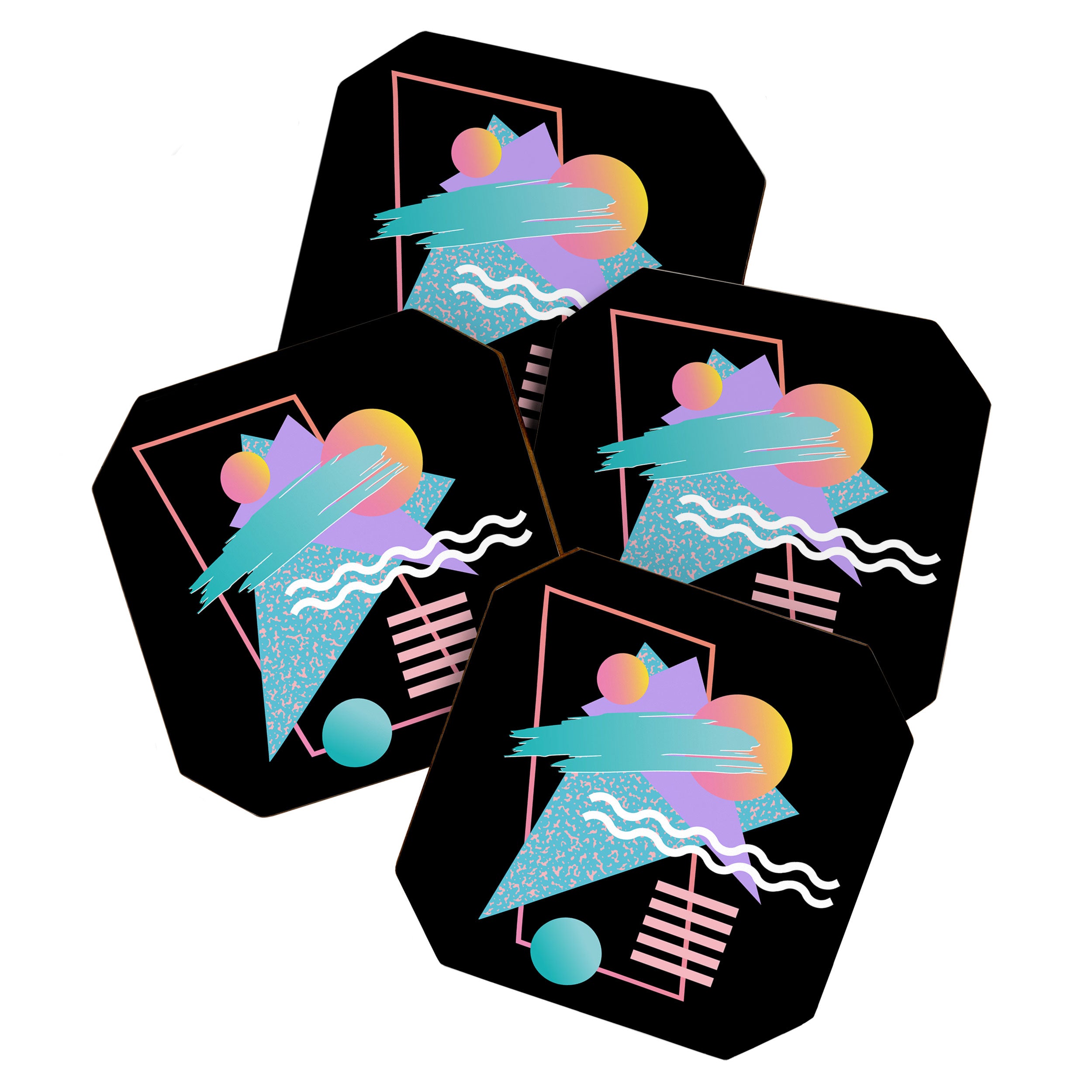80s Retrowave Design - Memphis Pattern 135 Coaster Gallery Image 1