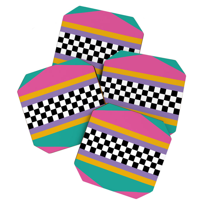Checkered pattern grid / Vintage 80s / Retro 90s Coaster Gallery Image 1