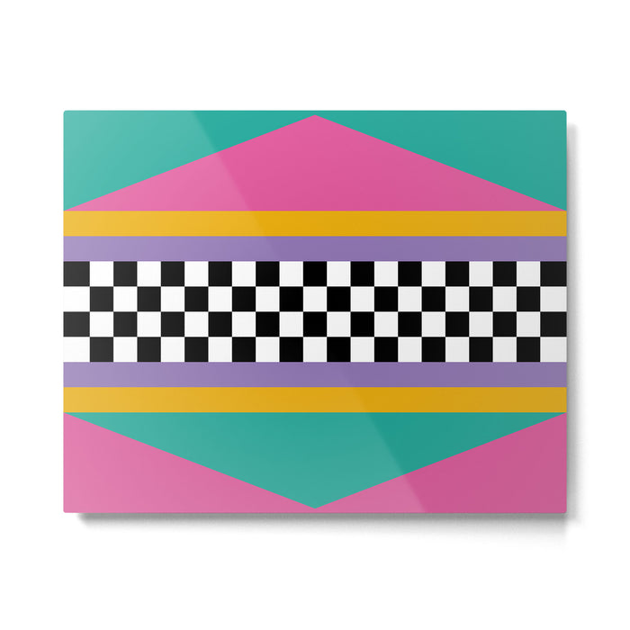 Checkered pattern grid / Vintage 80s / Retro 90s Metal Print Gallery Image 1
