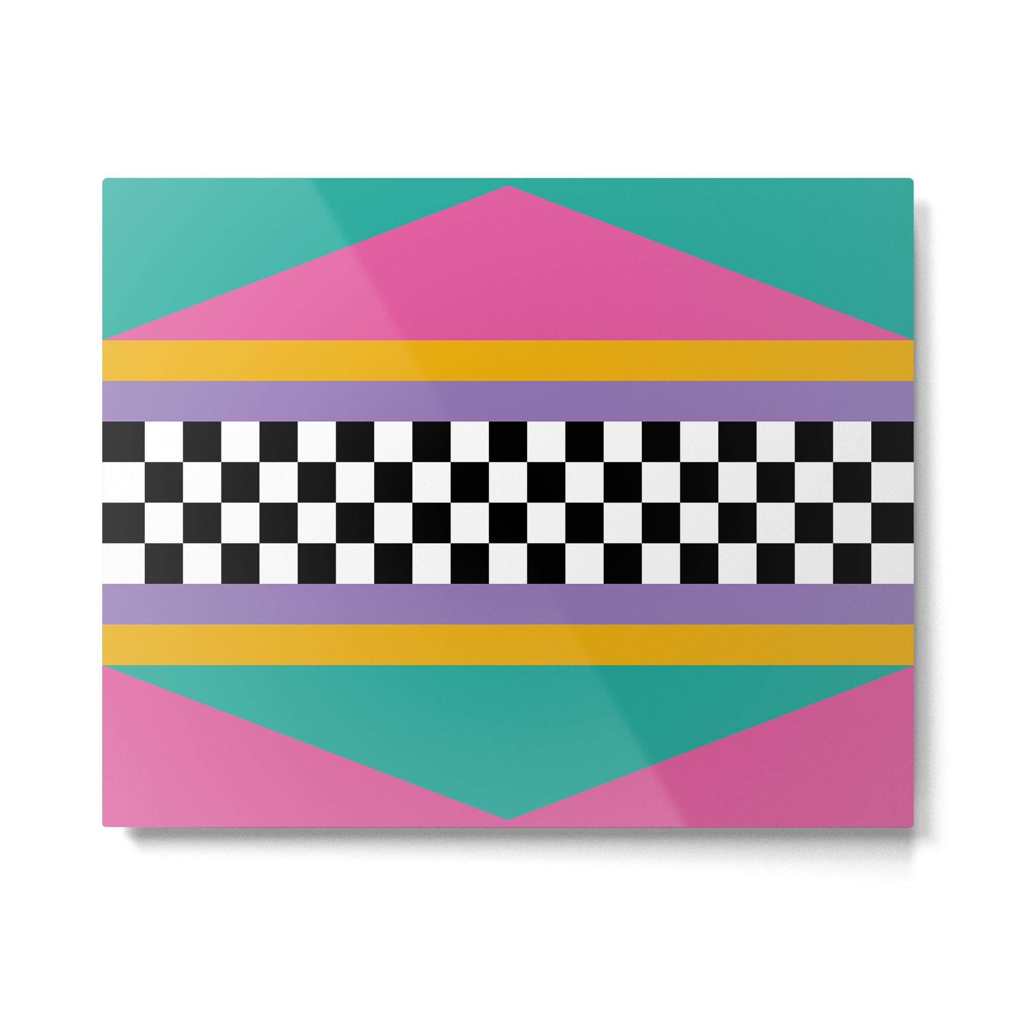 Checkered pattern grid / Vintage 80s / Retro 90s Metal Print Gallery Image 4