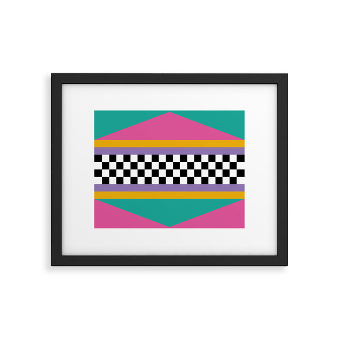 Checkered pattern grid / Vintage 80s / Retro 90s Framed Art Print Gallery Image 1