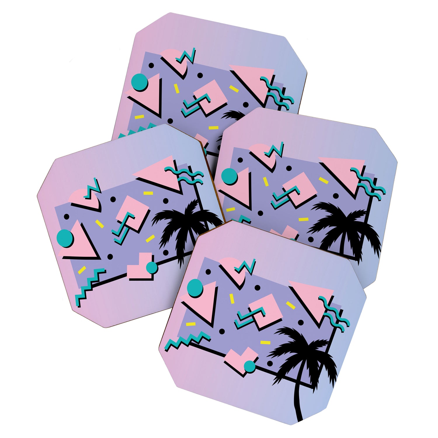 Memphis Pattern 25 - Miami Vice / 80s Retro / Palm Tree Coaster Gallery Image 1