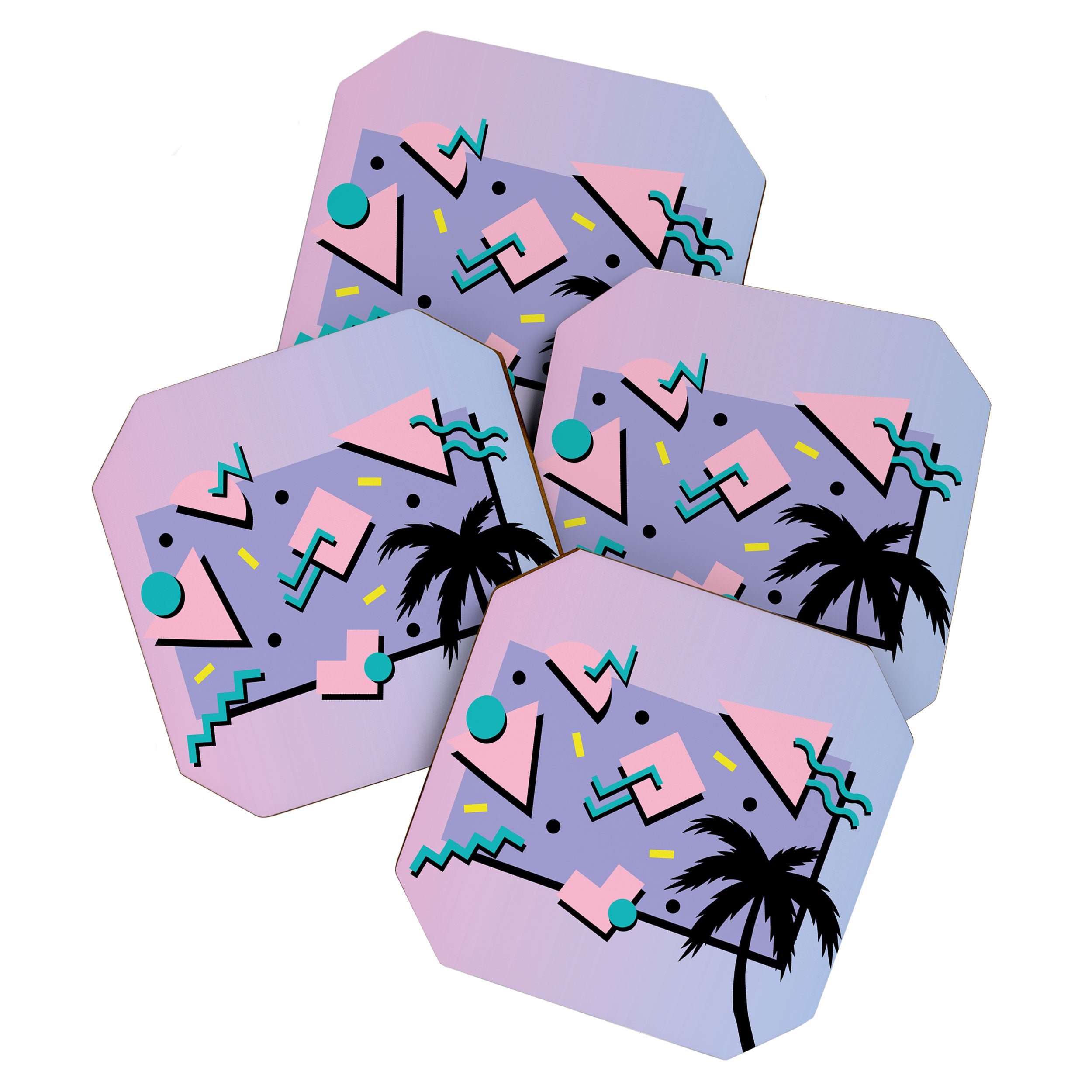 Memphis Pattern 25 - Miami Vice / 80s Retro / Palm Tree Coaster Gallery Image 1