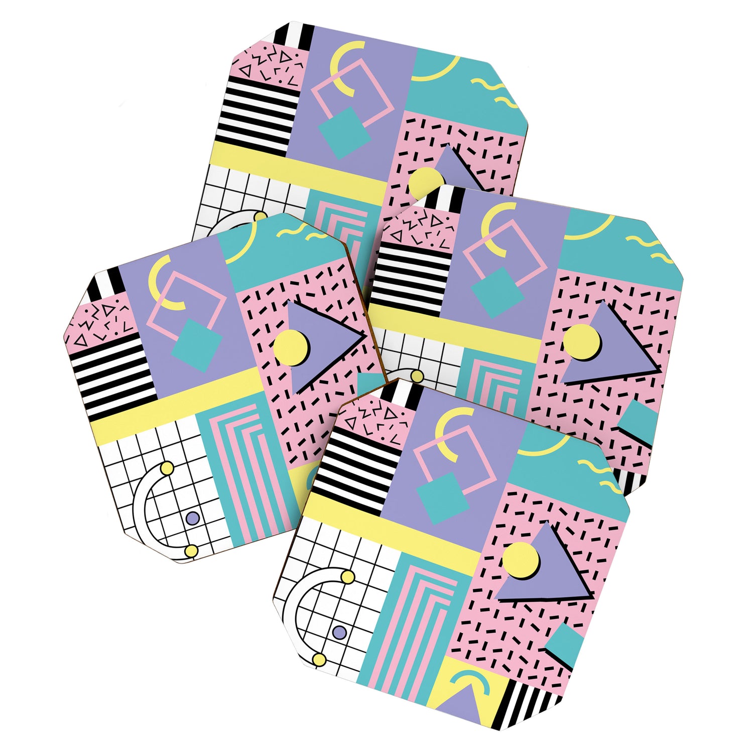 Memphis Pattern 27 - 80s - 90s Retro / 1st year anniversary design Coaster Gallery Image 1