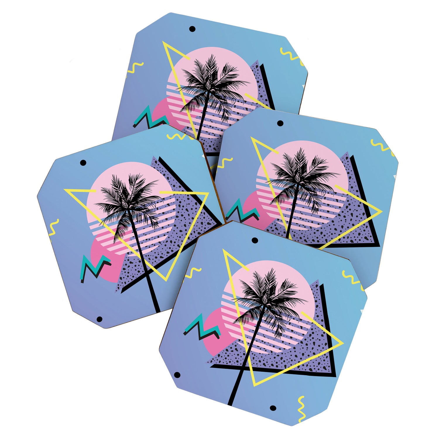 Memphis pattern 46 - 80s / 90s Retro / Palm Tree Coaster Gallery Image 1