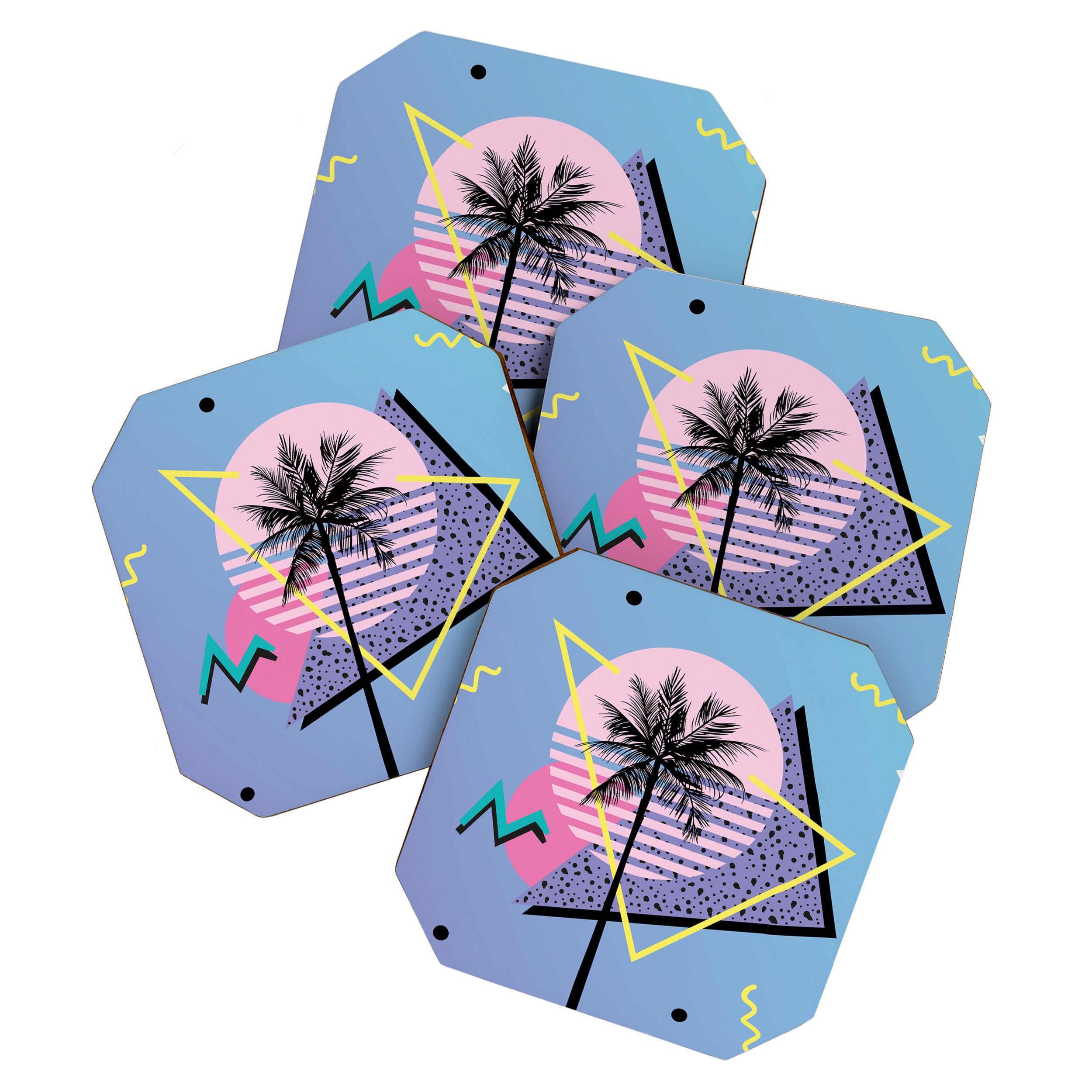 Memphis pattern 46 - 80s / 90s Retro / Palm Tree Coaster Gallery Image 1
