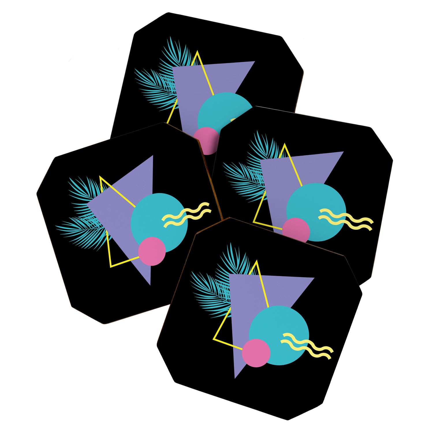 Memphis pattern 48 - 80s / 90s Retro / Palm Tree Coaster Gallery Image 1