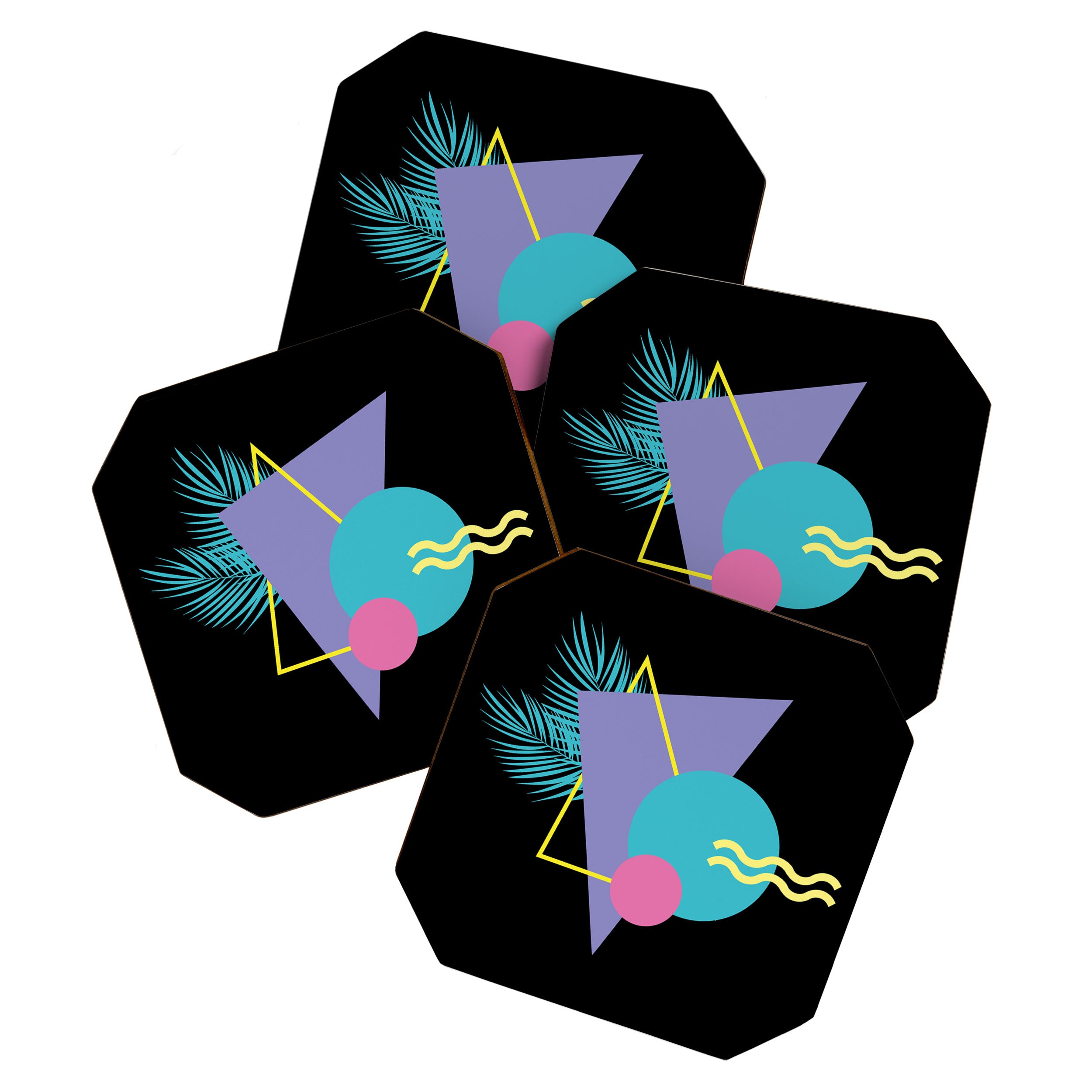 Memphis pattern 48 - 80s / 90s Retro / Palm Tree Coaster Gallery Image 1