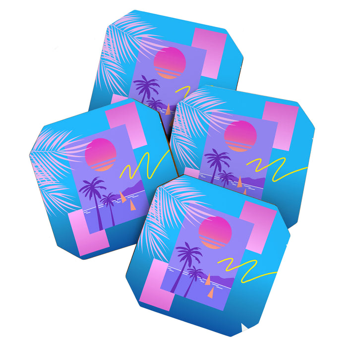 Memphis pattern 80 - 80s / 90s Retro / summer palm tree Coaster Gallery Image 1