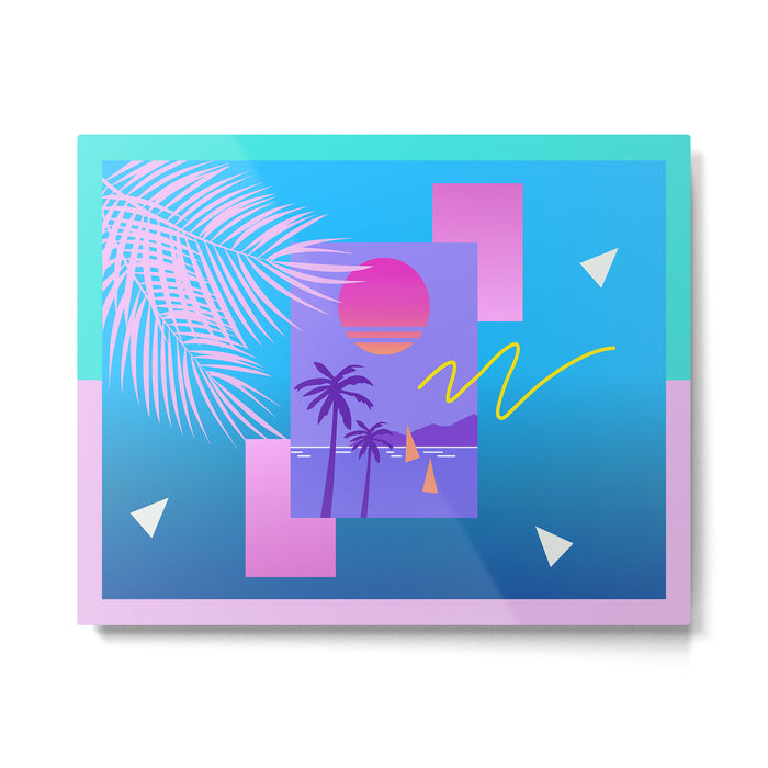 Memphis pattern 80 - 80s / 90s Retro / summer palm tree Metal Print Gallery Image 1