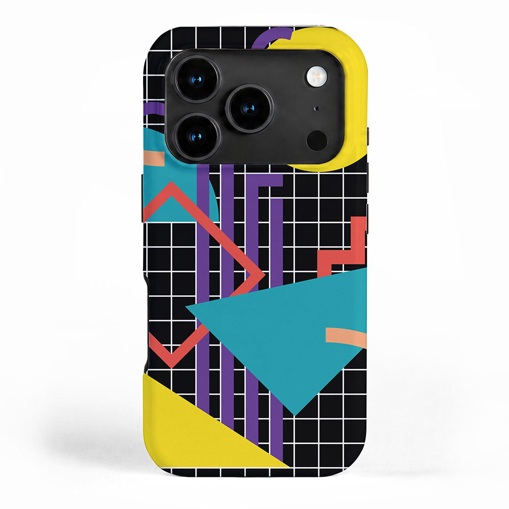 Memphis Pattern - 80s Retro Black iPhone Case Gallery Image 1