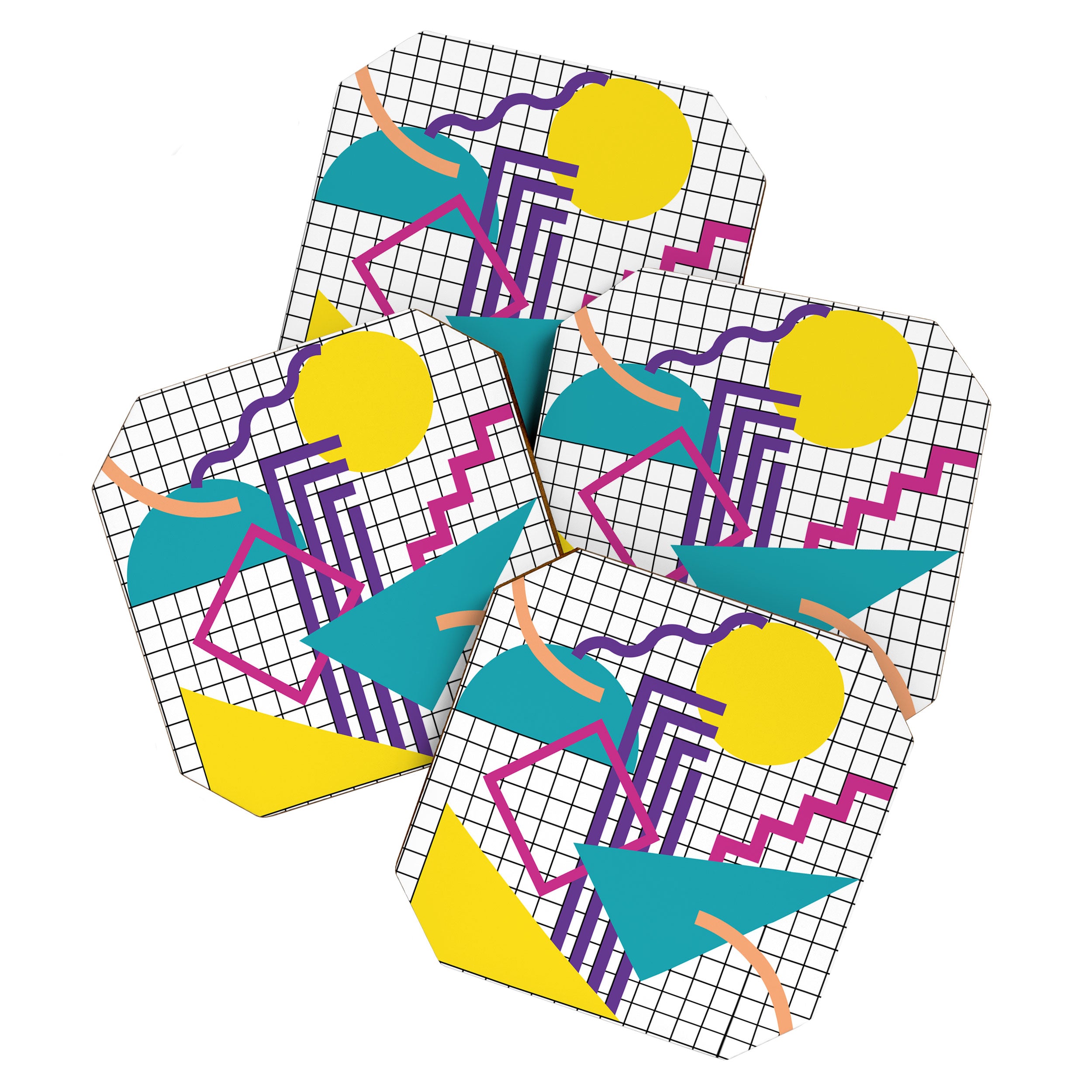 Memphis Pattern - 80s Retro White Coaster Gallery Image 1