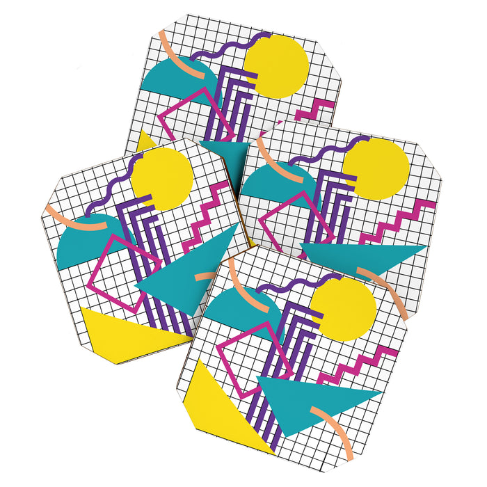 Memphis Pattern - 80s Retro White Coaster Gallery Image 1