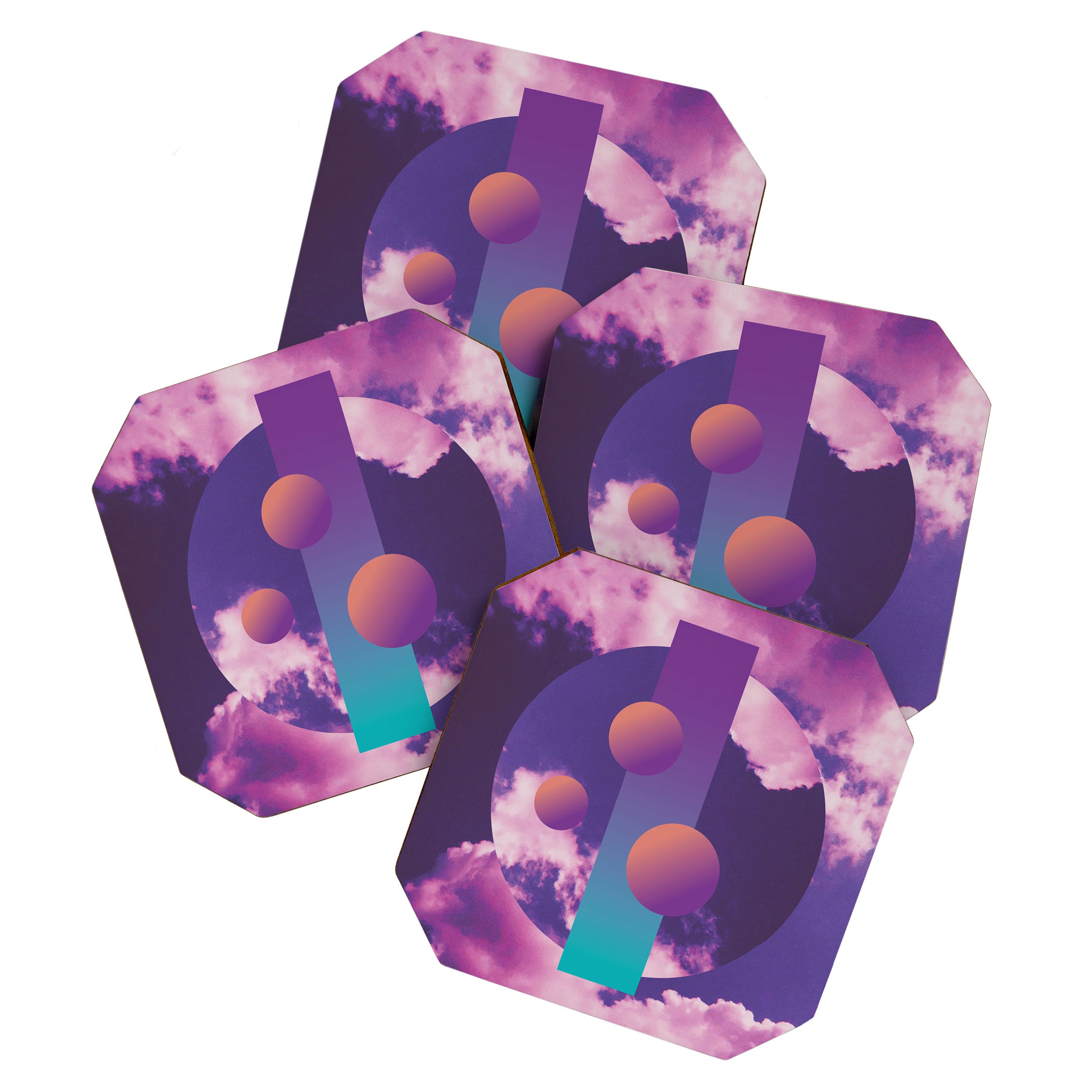 Vaporwave sky 3 / Circles / 80s / 90s / aesthetic Coaster Gallery Image 1