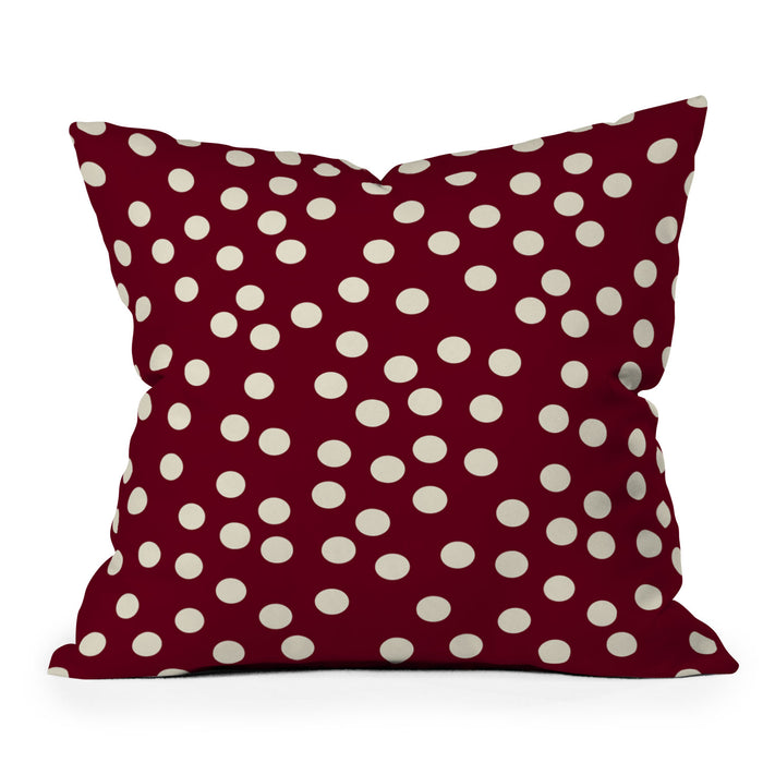 Bordeaux Scatter Dots Throw Pillow Gallery Image 1