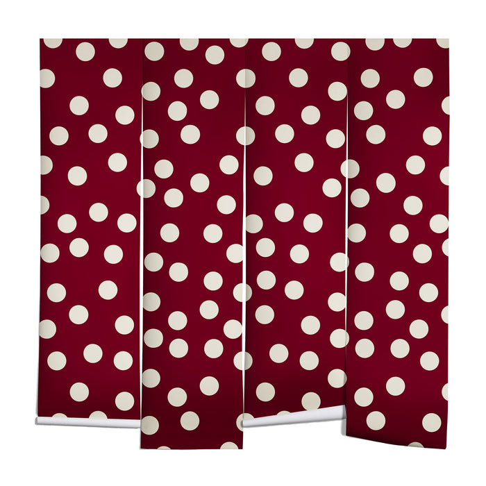 Bordeaux Scatter Dots Wall Mural Gallery Image 1