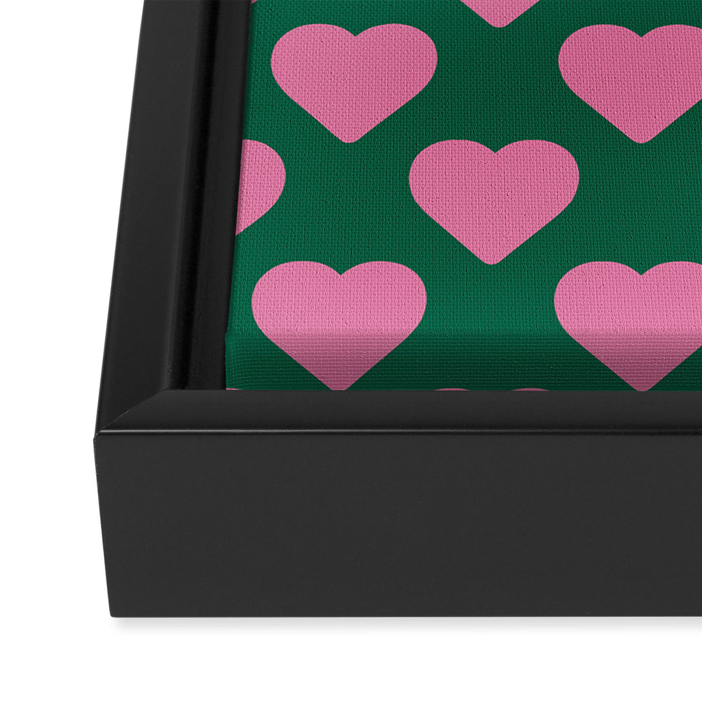 Bubblegum and Forest Just Hearts Framed Canvas Print Gallery Image 3