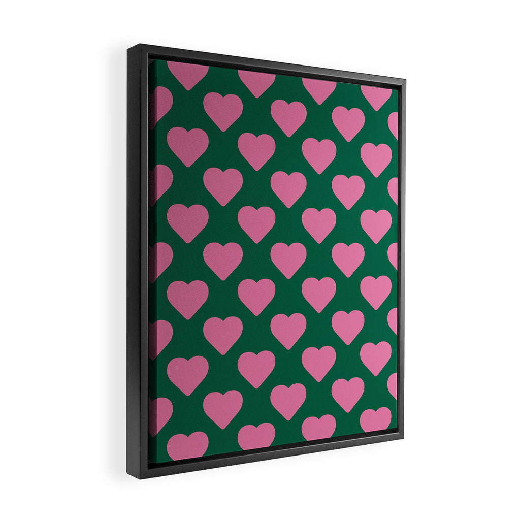 Bubblegum and Forest Just Hearts Framed Canvas Print Gallery Image 2