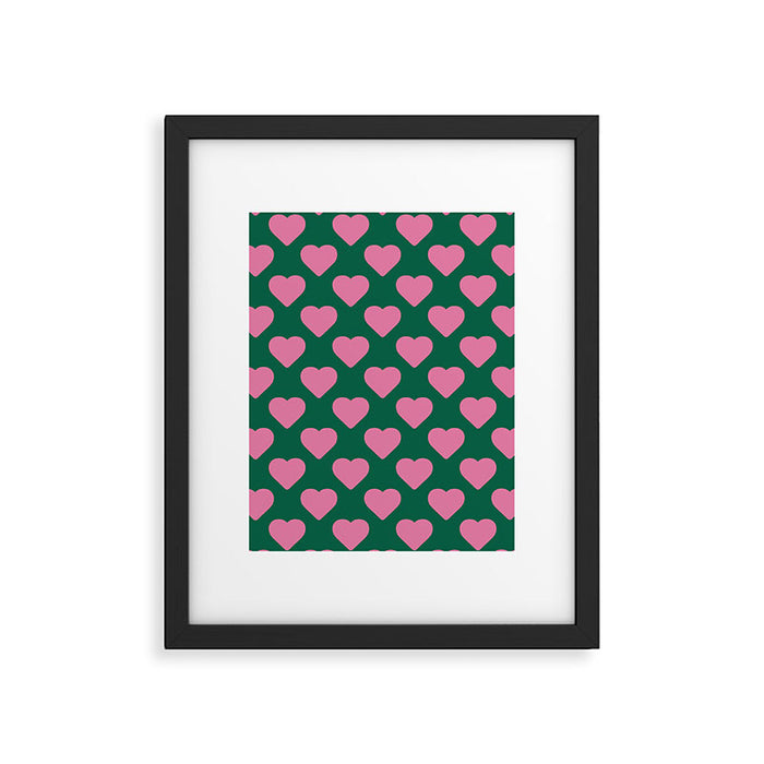 Bubblegum and Forest Just Hearts Framed Art Print Gallery Image 1