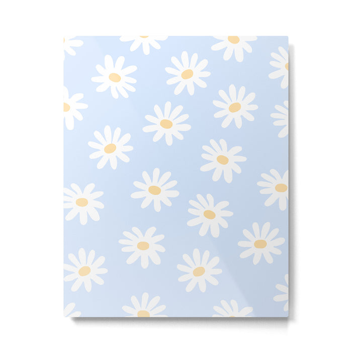 Daisies Baby Blue Metal Print Gallery Image 1
