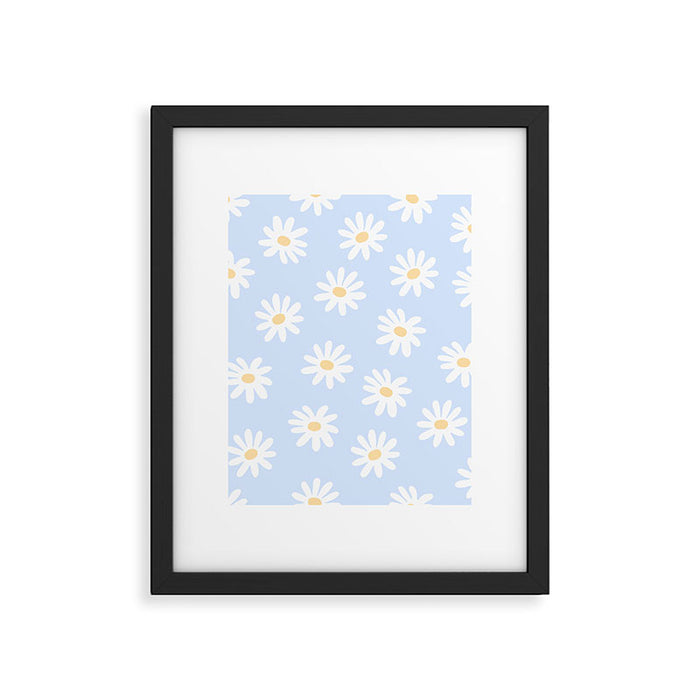 Daisies Baby Blue Framed Art Print Gallery Image 1