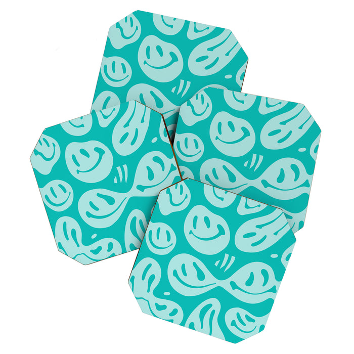 Eggshell Blue Melted Happiness Coaster Gallery Image 1