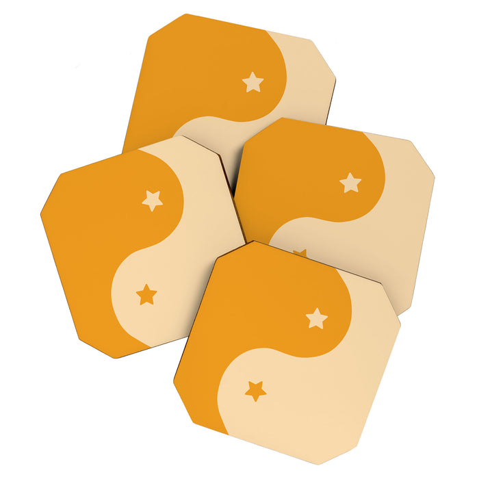 Honey Yin Yang Stars Coaster Gallery Image 1