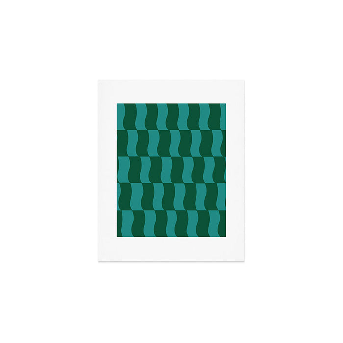 Money Green Wavy Blocks Art Print Gallery Image 1