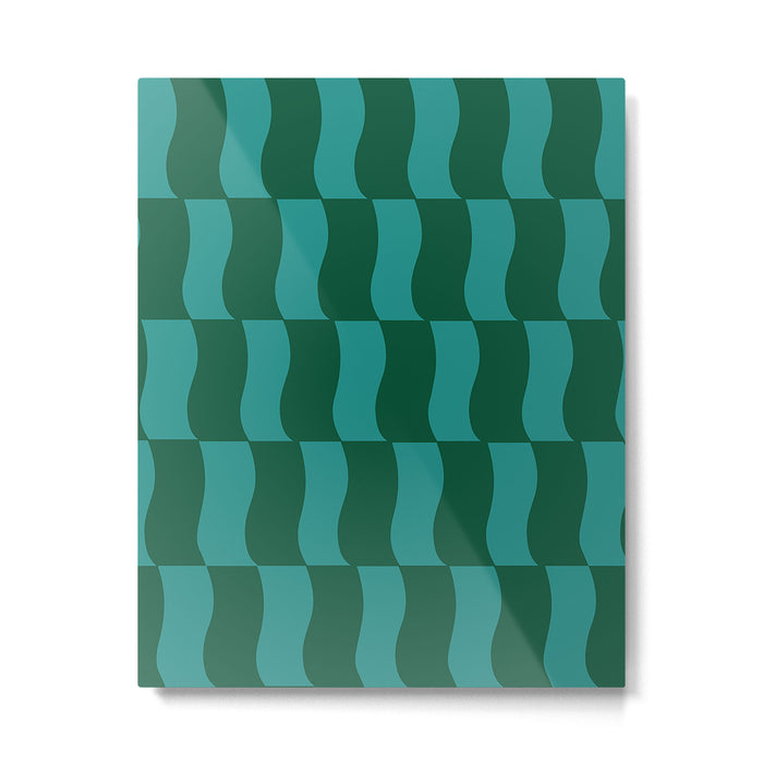 Money Green Wavy Blocks Metal Print Gallery Image 1