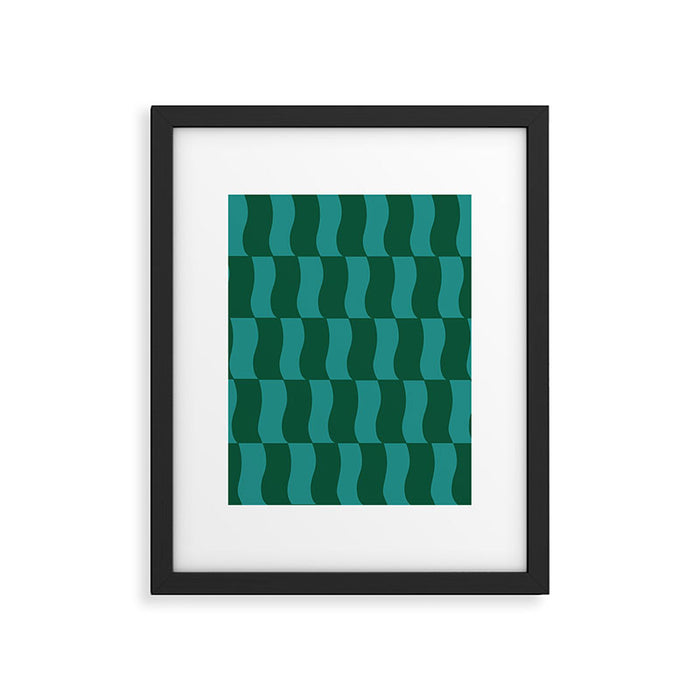 Money Green Wavy Blocks Framed Art Print Gallery Image 1