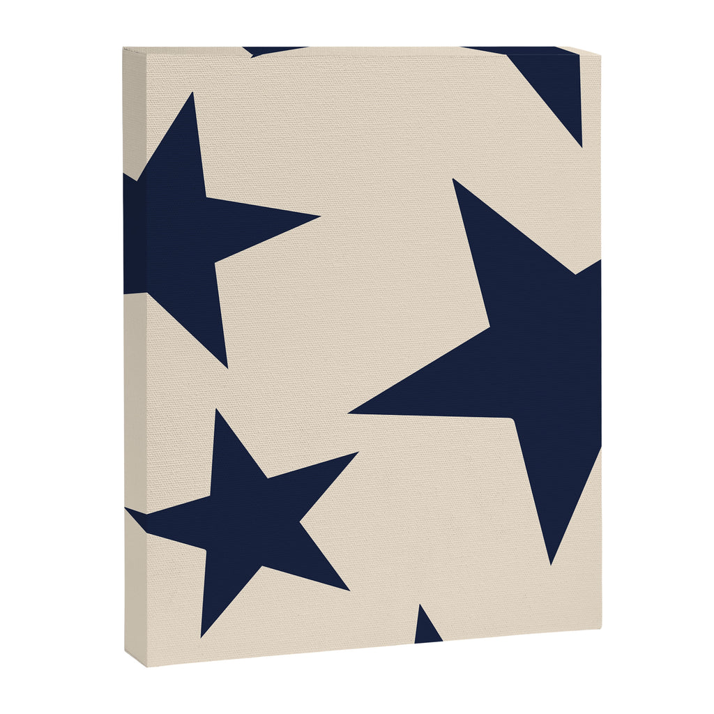 Navy & Light Beige Big Ol' Stars Canvas Print Gallery Image 8