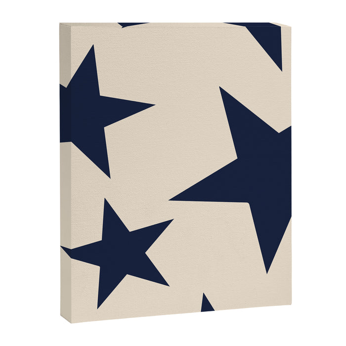 Navy & Light Beige Big Ol' Stars Canvas Print Gallery Image 1