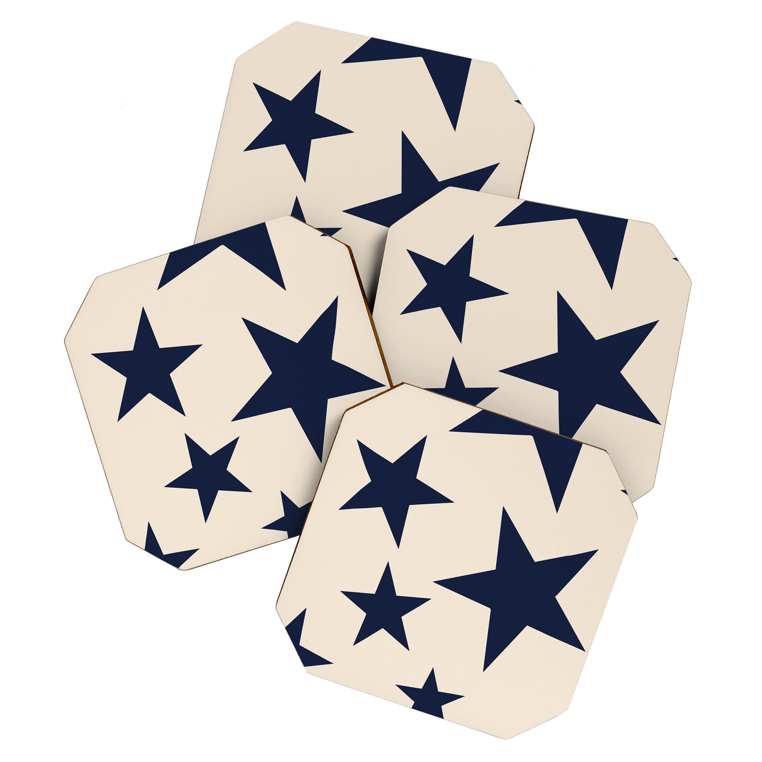 Navy & Light Beige Big Ol' Stars Coaster Gallery Image 1