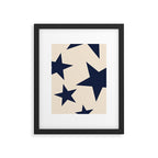 Navy & Light Beige Big Ol' Stars Framed Art Print Gallery Image 6