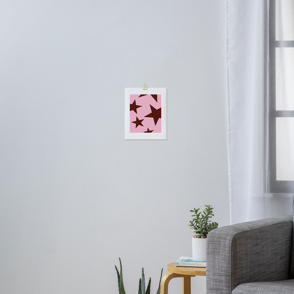 Pink and Burgundy Big Ol Stars Art Print Gallery Image 3